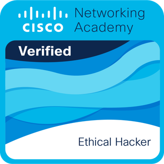 Cisco Networking Academy Ethical Hacker badge, verified on Credly